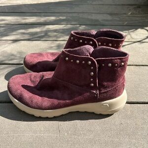 Skechers Burgundy Ankle Booties with Studs